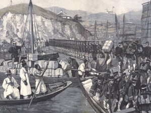 청일전쟁 당시 제물포에 상륙하고 있는 일본군