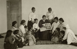 Korean women and children learning doctrine