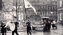 Parade with Korean flag at the Korean Congress in Philadelphia.