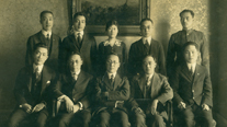 Staff members of the Korean Commission (March 1, 1920). First row from left: (unknown), Song Heonju, Yi Seungman, Kim Gyusik. Second row from left: (unknown), Im Byeongjik, Kim Nodi.