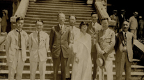 Korean representatives at the Institute of Pacific Relations conference held in Honolulu, Hawaii (June 30, 1925). From left: Yu Eokgyeom, Kim Yangsu, Seo Jaepil, (unknown), Yun Hye-eun, Shin Heung-u, Song Jinu.