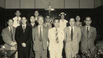 Advisory board of overseas Koreans for Dongjihoe (October 25, 1939). First row from left: Hwang Wontae, Kim Hakseong, Yi Seungman, Yang Yuchan, Yi Wonsun, Seo Gimun. Second row from left: Choe Seongdae, Kim Yusil, Kim Yeonggi, Kang Yeongbok, Son Nodi, Jeon Yeongbok.