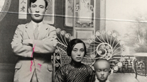 김의한 가족(남경, 1934). 왼쪽: 김의한·아내 정정화·아들 자동