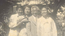 임시 정부를 후원한 심영신 가족(1939. 6. 22). 심영신은 사진 신부로 하와이로 건너가 대한 부인 구제회 대표로 활동하였다. 왼쪽: 아들 요한·딸 선옥·남편 조문칠·심영신