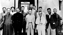 Occasion unknown. First row from left: Jo So-ang, Kim Gu, Eom Hangseop, (unknown), Ahn Wonsaeng. Second row from left: (unknown), (unknown), Yang Ujo, (unknown), (unknown), (unknown), Yi Bokwon.