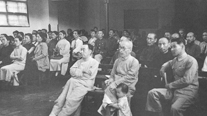 자유 한인 대회(1943. 5. 10). 중앙부터 오른쪽으로 김규식, 윤기섭, 조성환, 차리석, 최동오 등의 모습이 보인다.