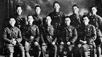 Staff members of the Xian office of the Korean Independence Army General Headquarters (December 22, 1940). First row from left: Yu Haejun, Yi Junsik, Hwang Haksu, Kim Hakgyu, Kim Gwang. Second row from left: Noh Taejun, Ahn Chunsaeng, Jo Inje, (unknown), Noh Bokseon.