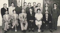 Delegates of the United Korean Committee in America sent to Korea (August 1945). First row from left: Yu Jinseok, Ahn Jeongsong, Kim Wonyong, Han Sidae, Bak Geum-u, Song Jong-ik. Second row from left: Ahn Changho, Jo Je-eon, Jeong Duok, Choe Du-uk, Jeon Gyeongmu, Kim Seongrak, Kim Byeong-yeon, Kim Ho, Do Jinho