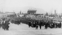 Welcoming ceremony to greet returning Provisional Government figures (Seoul stadium, December 19, 1945)